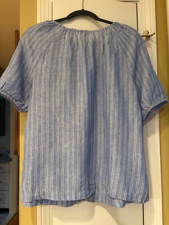Talbots Blue and White Striped Button-Down Peasant Top - Picture 3 of 3